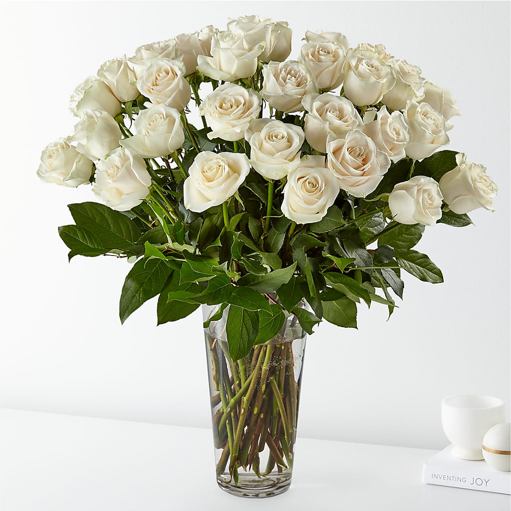 Long Stem White Rose Bouquet – Floral Expressions, Auburn IL