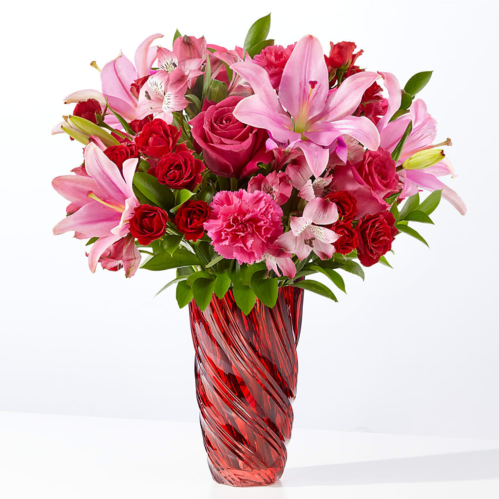 In Love Bouquet with Luxe Swirl Vase – Floral Expressions, Auburn IL
