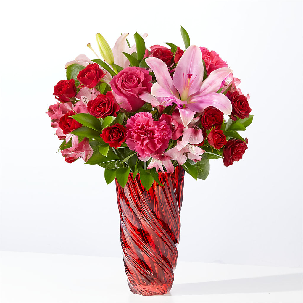 In Love Bouquet with Luxe Swirl Vase – Floral Expressions, Auburn IL