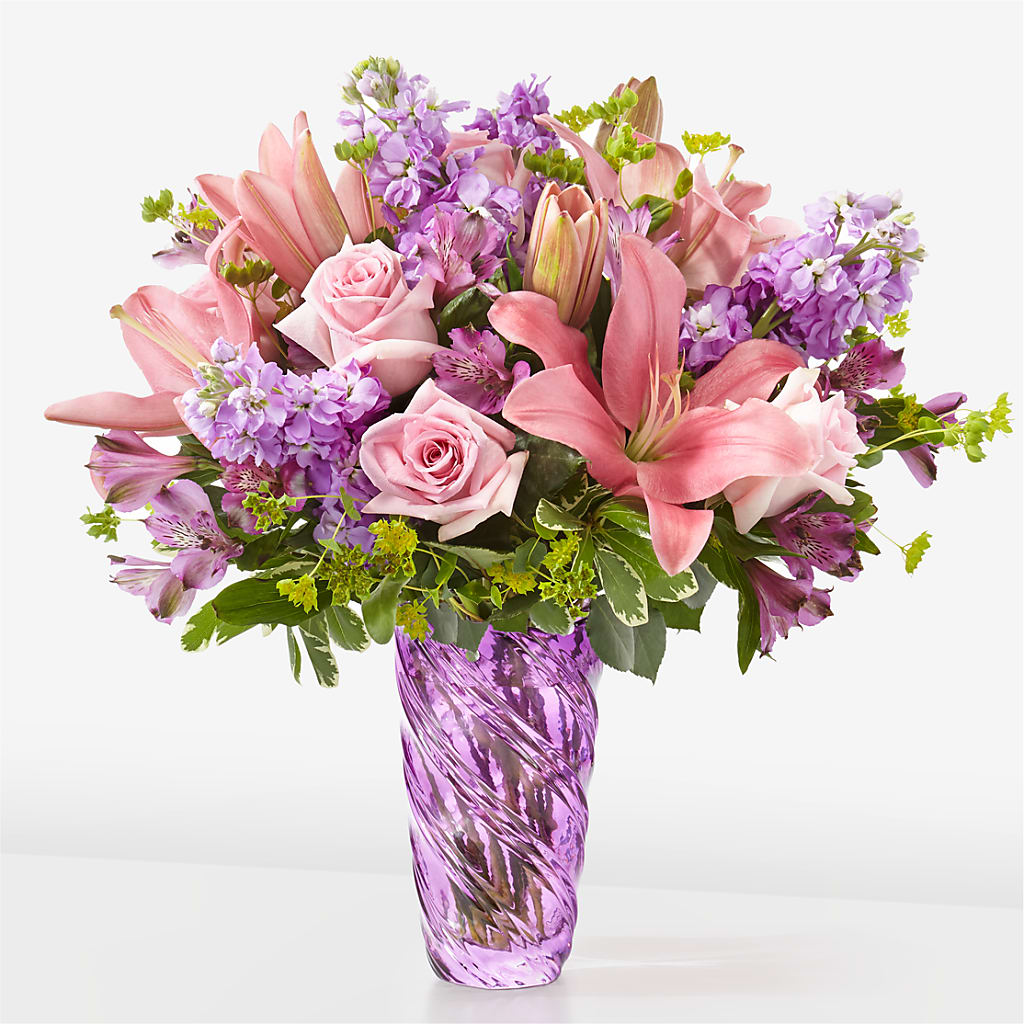 Precious Petals Bouquet with Luxe Swirl Vase – Floral Expressions, Auburn IL