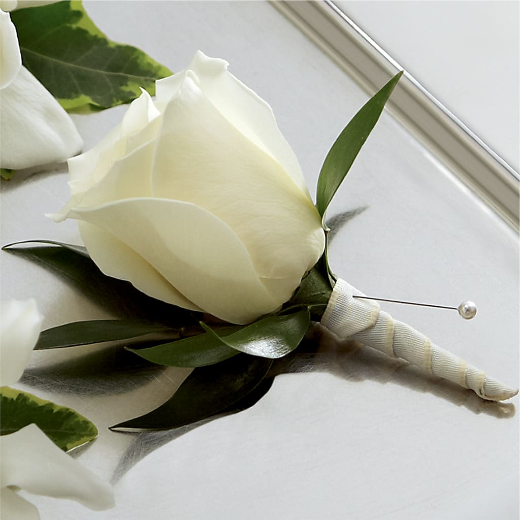 White Rose Boutonniere – Floral Expressions, Auburn IL