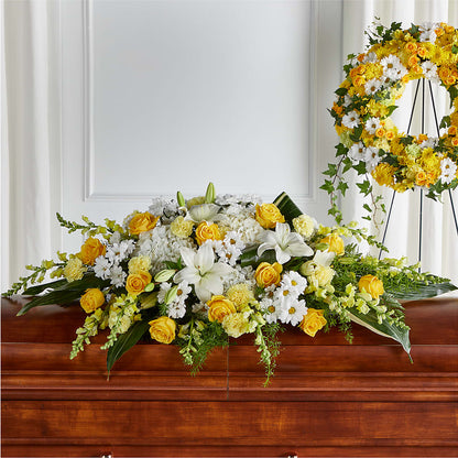 Golden Harmony Casket Spray –  Floral Expressions, Auburn IL