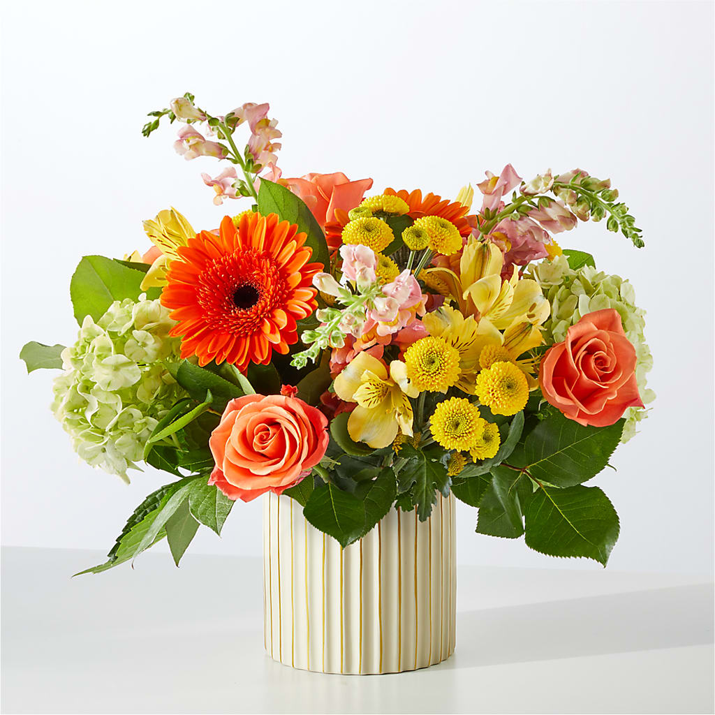 Autumn Sunshine Bouquet with Ivory Vase –  Floral Expressions, Auburn IL