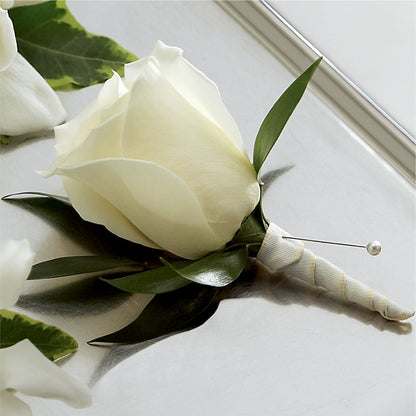 White Rose Boutonniere –  Floral Expressions, Auburn IL